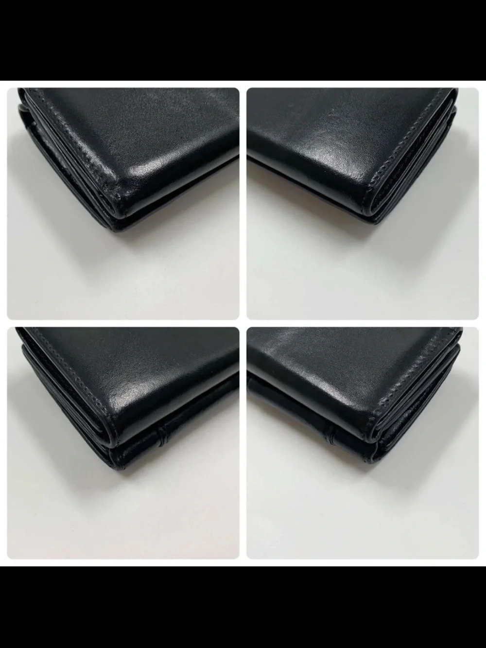 Balenciaga Black Leather Mini Wallet with Gold B Emblem